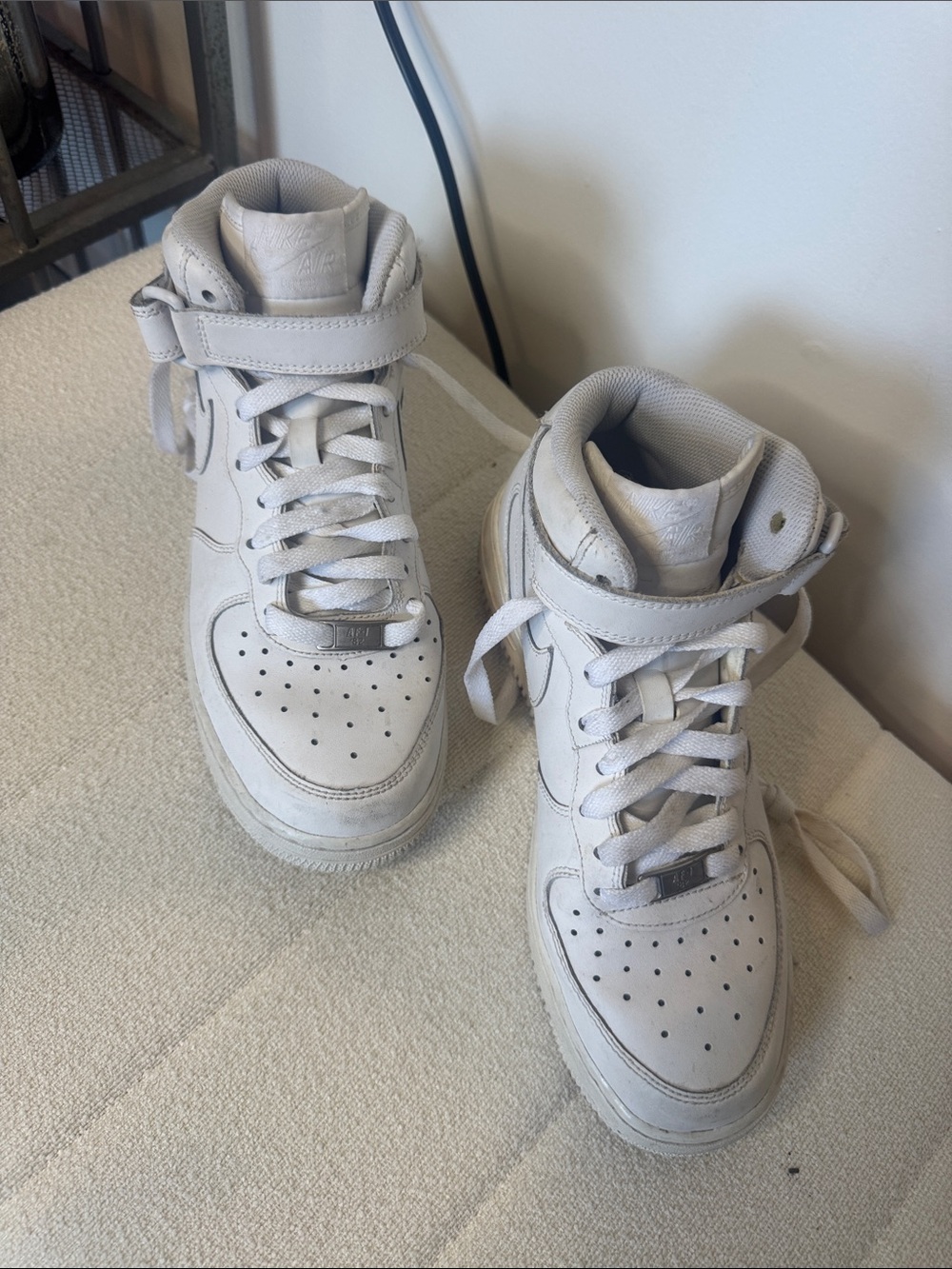 Nike  White High-Top Sneakers with Ankle Strap